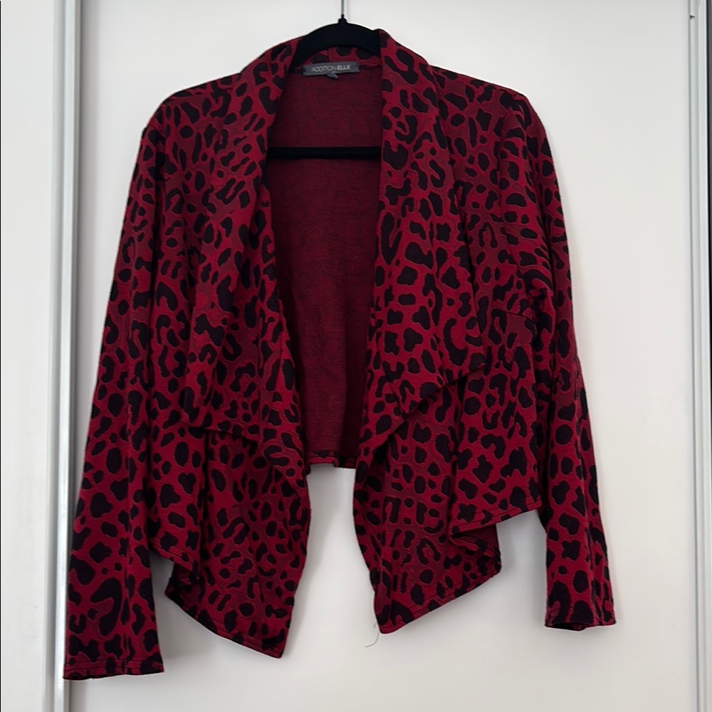 Addition Elle Red and Black Leopard Cardigan